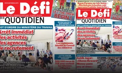 Voici la une du Défi Quotidien de ce Vendredi 15 Août 2025