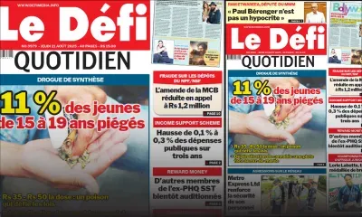 Voici la une du Défi Quotidien de ce Jeudi 21 Août 2025