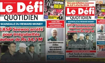 Voici la une du Défi Quotidien de ce Vendredi 22 Août 2025