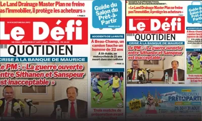 Voici la une du Défi Quotidien de ce Mercredi 27 Août 2025