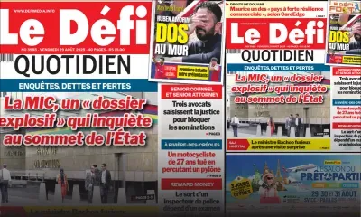 Voici la une du Défi Quotidien de ce Vendredi 29 Août 2025