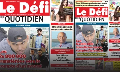 Voici la une du Défi Quotidien de ce Jeudi 18 Septembre 2025