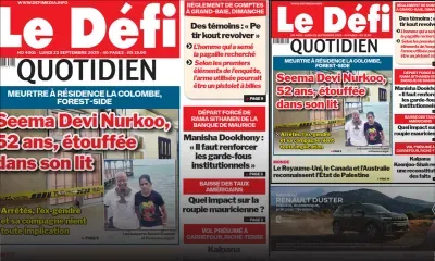 Voici la une du Défi Quotidien de ce Lundi 22 Septembre 2025