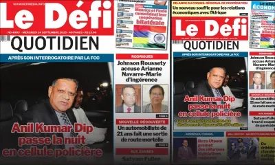 Voici la une du Défi Quotidien de ce Mercredi 24 Septembre 2025