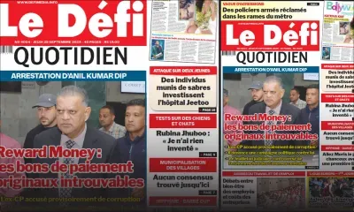 Voici la une du Défi Quotidien de ce Jeudi 25 Septembre 2025