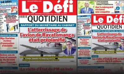 Voici la une du Défi Quotidien de ce Mercredi 29 Octobre 2025