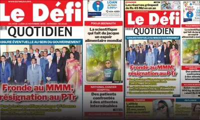 Voici la une du Défi Quotidien de ce Lundi 10 Novembre 2025