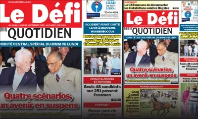 Voici la une du Défi Quotidien de ce Lundi 17 Novembre 2025