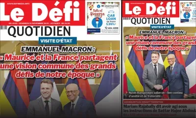 Voici la une du Défi Quotidien de ce Vendredi 21 Novembre 2025