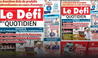 Voici la une du Défi Quotidien de ce Mercredi 26 Novembre 2025