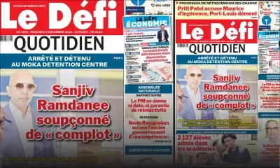 Voici la une du Défi Quotidien de ce Mercredi 03 Decembre 2025