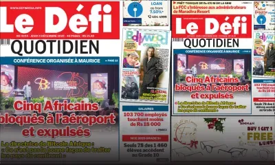 Voici la une du Défi Quotidien de ce Jeudi 04 Decembre 2025