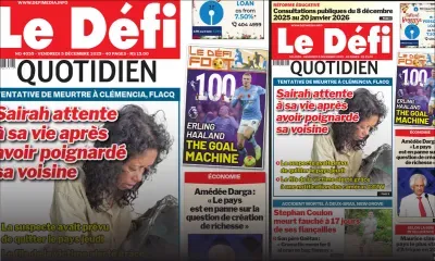 Voici la une du Défi Quotidien de ce Vendredi 21 Decembre 2025