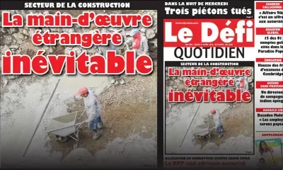 Voici la Une du Defi Quotidien de ce jeudi 19 avril