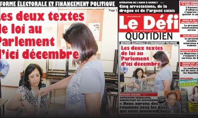 Voici la Une du Defi Quotidien de ce jeudi 30 août 2018