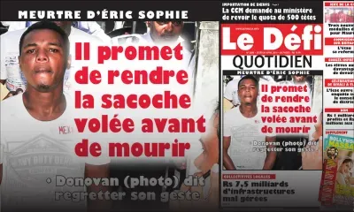 Voici la Une du Defi Quotidien de ce jeudi 26 avril