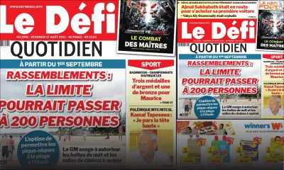 Voici la Une du Défi Quotidien de ce vendredi 27 Août 2021