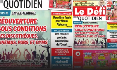 Voici la Une du Défi Quotidien de ce mardi 31 Août 2021