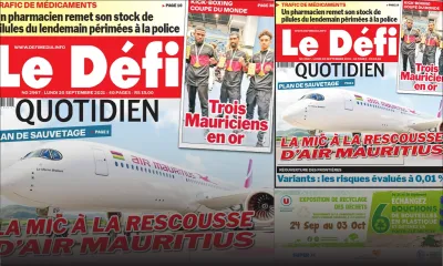 Voici la Une du Défi Quotidien de ce lundi 20 Septembre 2021