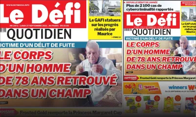 Voici la Une du Défi Quotidien de ce lundi 27 Septembre 2021