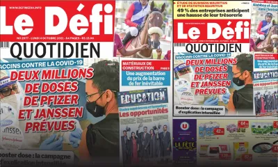 Voici la Une du Défi Quotidien de ce lundi 04 Octobre 2021