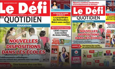 Voici la Une du Défi Quotidien de ce mardi 12 Octobre 2021