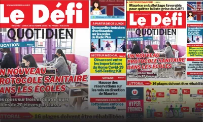 Voici la Une du Défi Quotidien de ce lundi 18 Octobre 2021