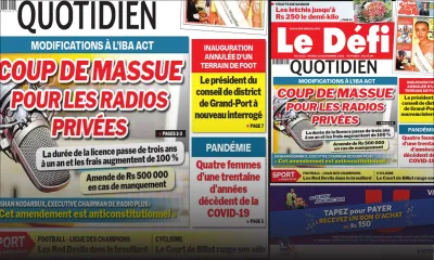Voici la Une du Défi Quotidien de ce mardi 23 Novembre 2021