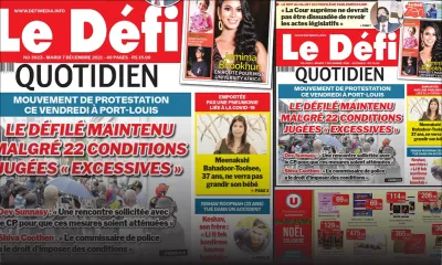 Voici la une du Défi Quotidien de ce mardi 07 Décembre 2021