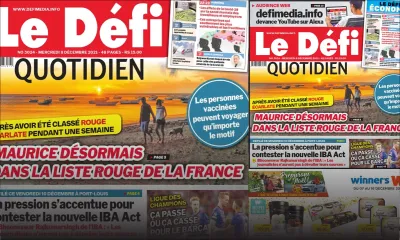 Voici la une du Défi Quotidien de ce mercredi 08 Décembre 2021