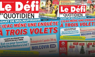 Voici la une du Défi Quotidien de ce mardi 14 Décembre 2021