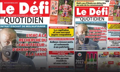 Voici la une du Défi Quotidien de ce mardi 21 décembre 2021