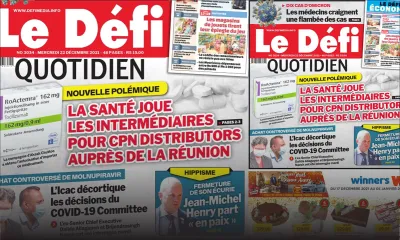 Voici la une du Défi Quotidien de ce mercredi 22 décembre 2021