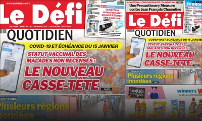 Voici la une du Défi Quotidien de ce mercredi 12 janvier 2022