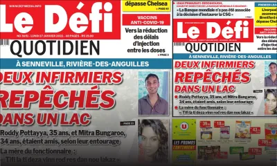 Voici la une du Défi Quotidien de ce lundi 17 janvier 2022