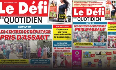 Voici la une du Défi Quotidien de ce mardi 15 février 2022