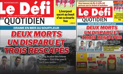 Voici la une du Défi Quotidien de ce lundi 28 février 2022