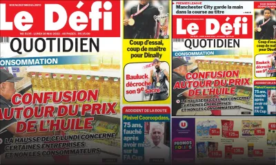 Voici la une du Défi Quotidien de ce lundi 16 Mai 2022