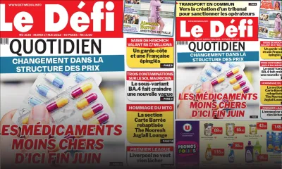 Voici la une du Défi Quotidien de ce mardi 17 Mai 2022