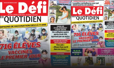 Voici la une du Défi Quotidien de ce mardi 24 Mai 2022