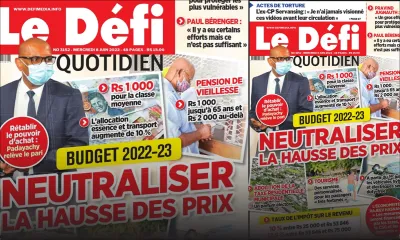 Voici la une du Défi Quotidien de ce mercredi 08 Juin 2022