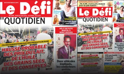 Voici la une du Défi Quotidien de ce jeudi 16 Juin 2022