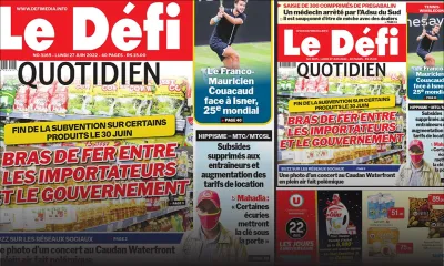 Voici la une du Défi Quotidien de ce lundi 27 Juin 2022