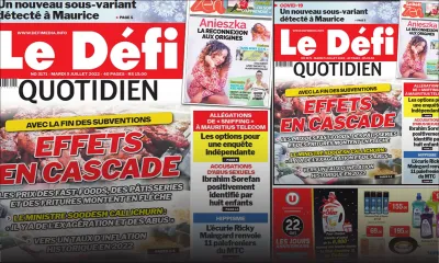 Voici la une du Défi Quotidien de ce mardi 05 Juillet 2022