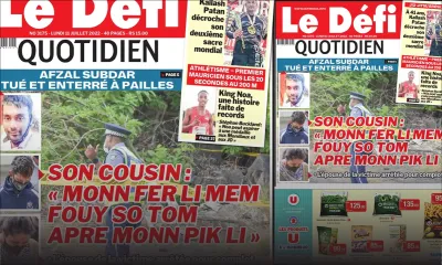 Voici la une du Défi Quotidien de ce lundi 11 Juillet 2022