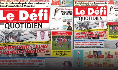 Voici la une du Défi Quotidien de ce mardi 19 Juillet 2022