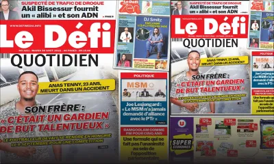 Voici la une du Défi Quotidien de ce mardi 30 Août 2022
