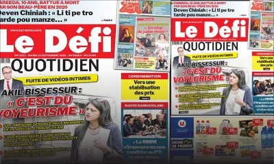 Voici la une du Défi Quotidien de ce mardi 13 Septembre 2022