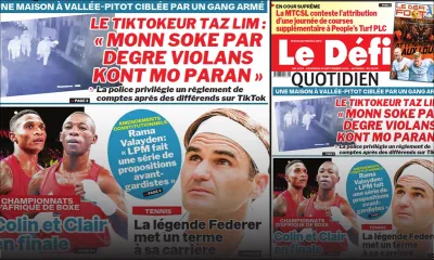 Voici la une du Défi Quotidien de ce vendredi 16 Septembre 2022