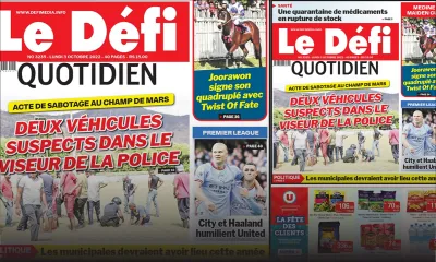 Voici la une du Défi Quotidien de ce lundi 03 Octobre 2022